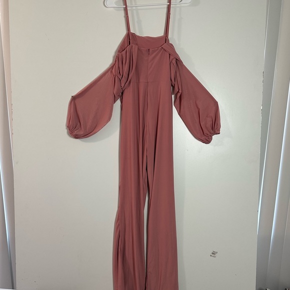 Club L London baby baby rose pink maternity ruched Bardot jumpsuit - Picture 7 of 8